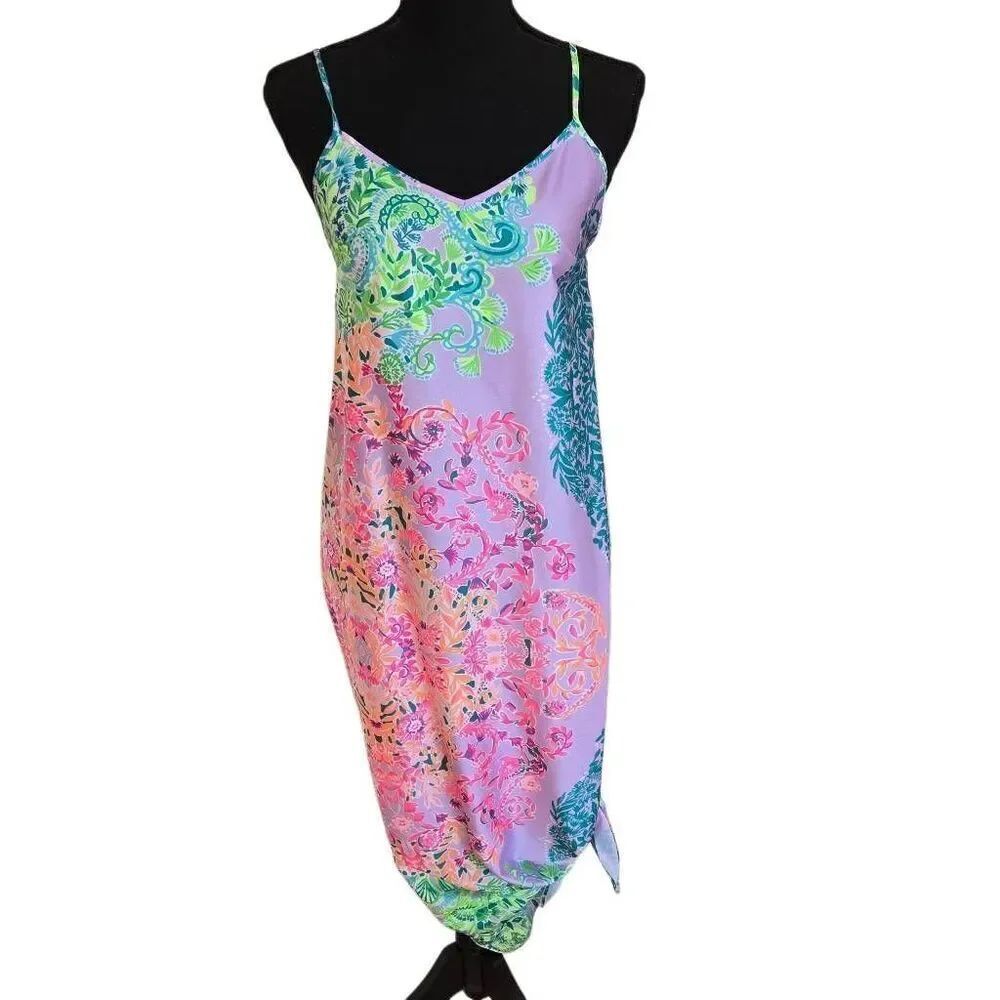 Lilly Pulitzer Women's Bellalyn Silky Print Midi Slip Dress Multicolor Size 2XS